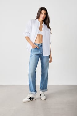Chemise manches longues en popeline;${refinementColor}