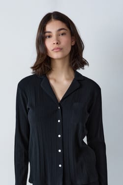 Ribbed Richelieu Pyjama Shirt;${refinementColor}