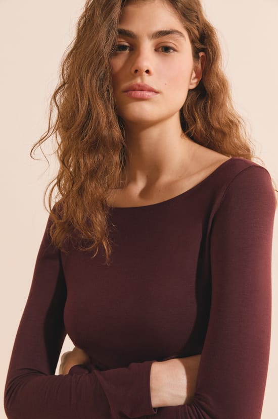 T-shirt thermique col bateau;${refinementColor}