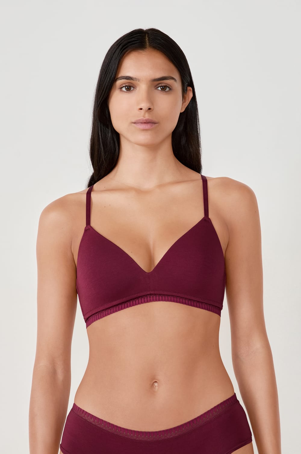 Soutien-gorge triangle sans armatures coques fines en coton;${refinementColor}