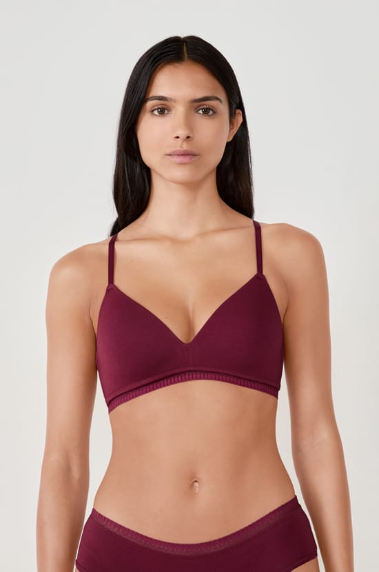 Soutien-gorge triangle sans armatures coques fines en coton;${refinementColor}