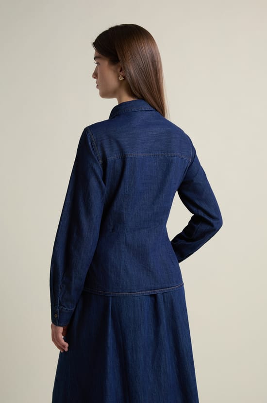 Chemise en jean style cache-coeur;${refinementColor}