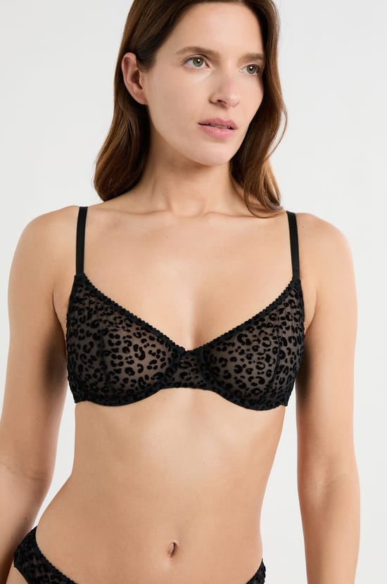 Biustonosz z tiulu w panterkę;${refinementColor}