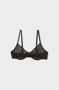 Tulle Bra with Leopard Print;${refinementColor}