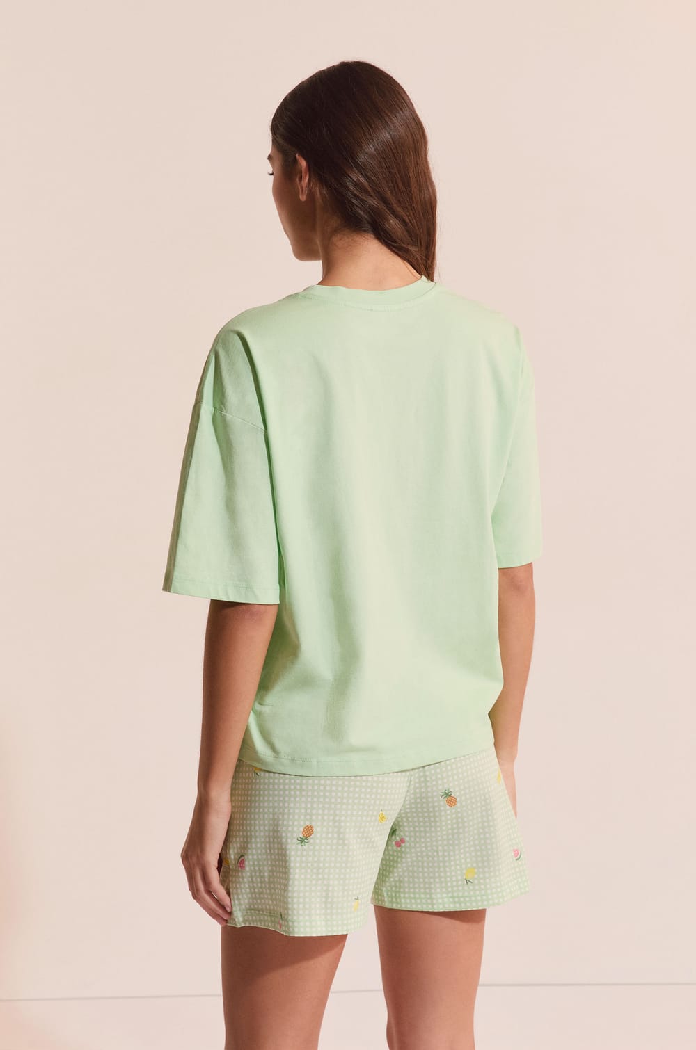 Ensemble de pyjama vichy 2 pi&egrave;ces avec motifs citron;${refinementColor}