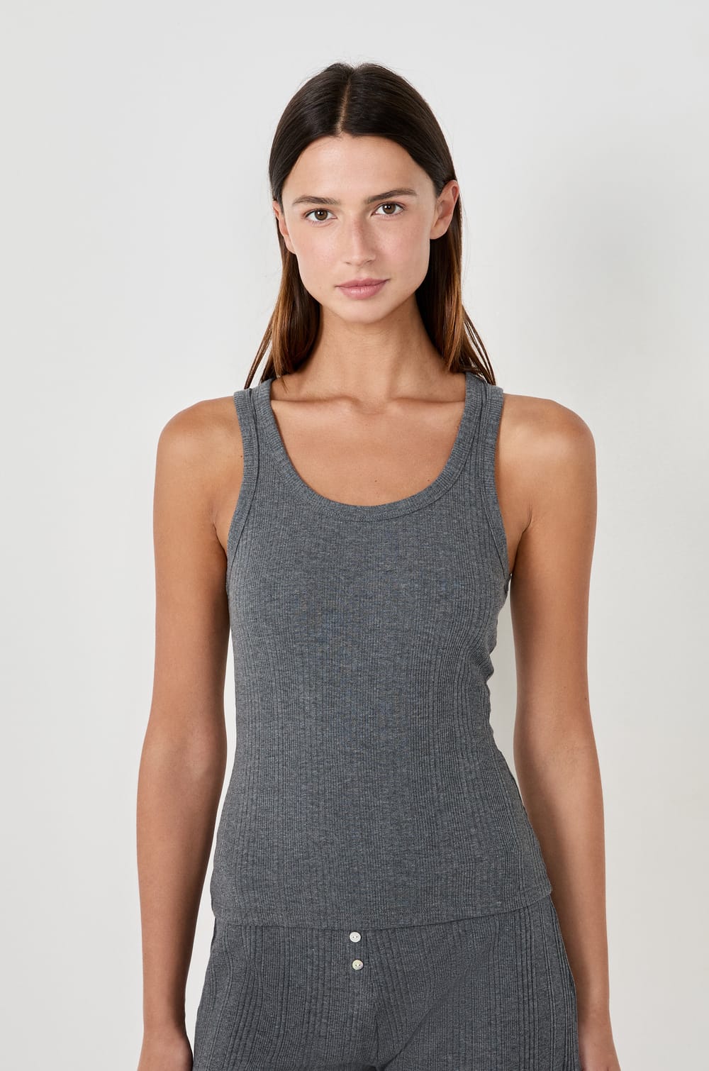 Débardeur côtelé en coton;${refinementColor}