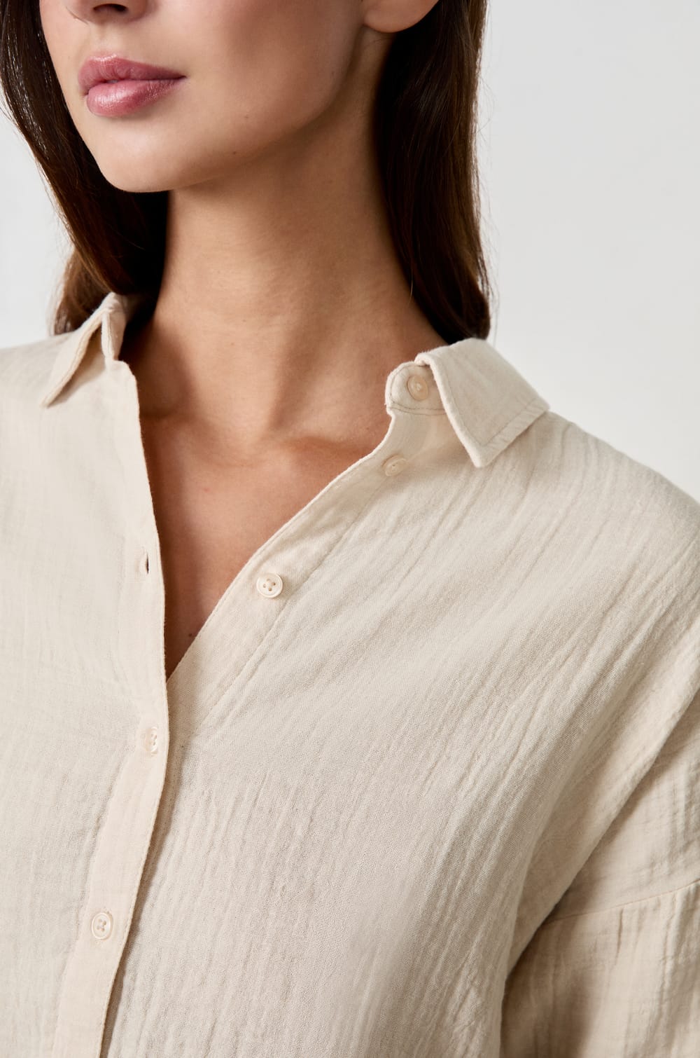 Chemise manches longues en gaze de coton;${refinementColor}