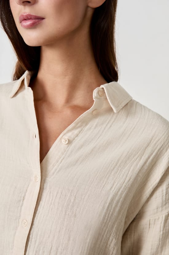 Long-sleeved cotton honeycomb shirt;${refinementColor}