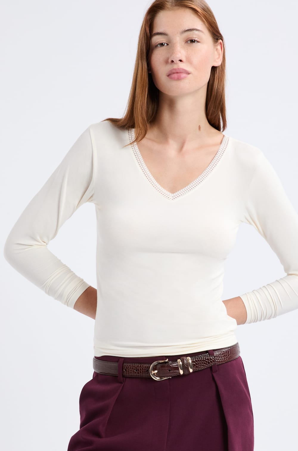 T-shirt manches longues maille thermique;${refinementColor}