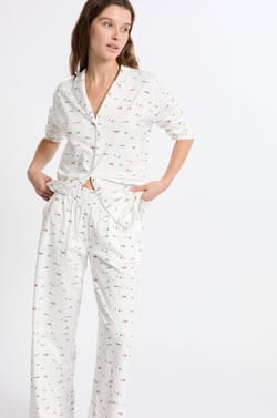Pantalon de pyjama à motifs en coton;${refinementColor}