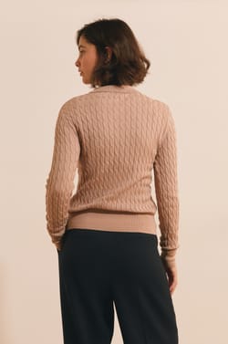 Pull manches longues col polo;${refinementColor}