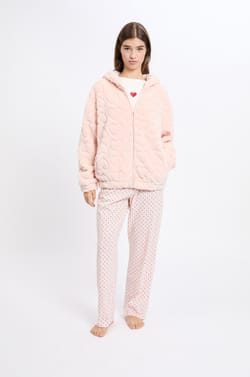 3-Piece Pyjama Set with Heart Print in Cotton;${refinementColor}