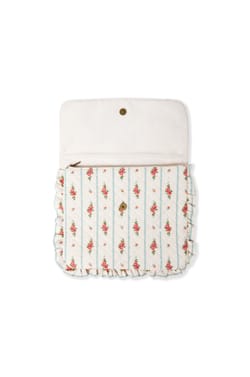Trousse matelass&eacute;e en coton &agrave; motifs fleurs avec bords froufrou;${refinementColor}