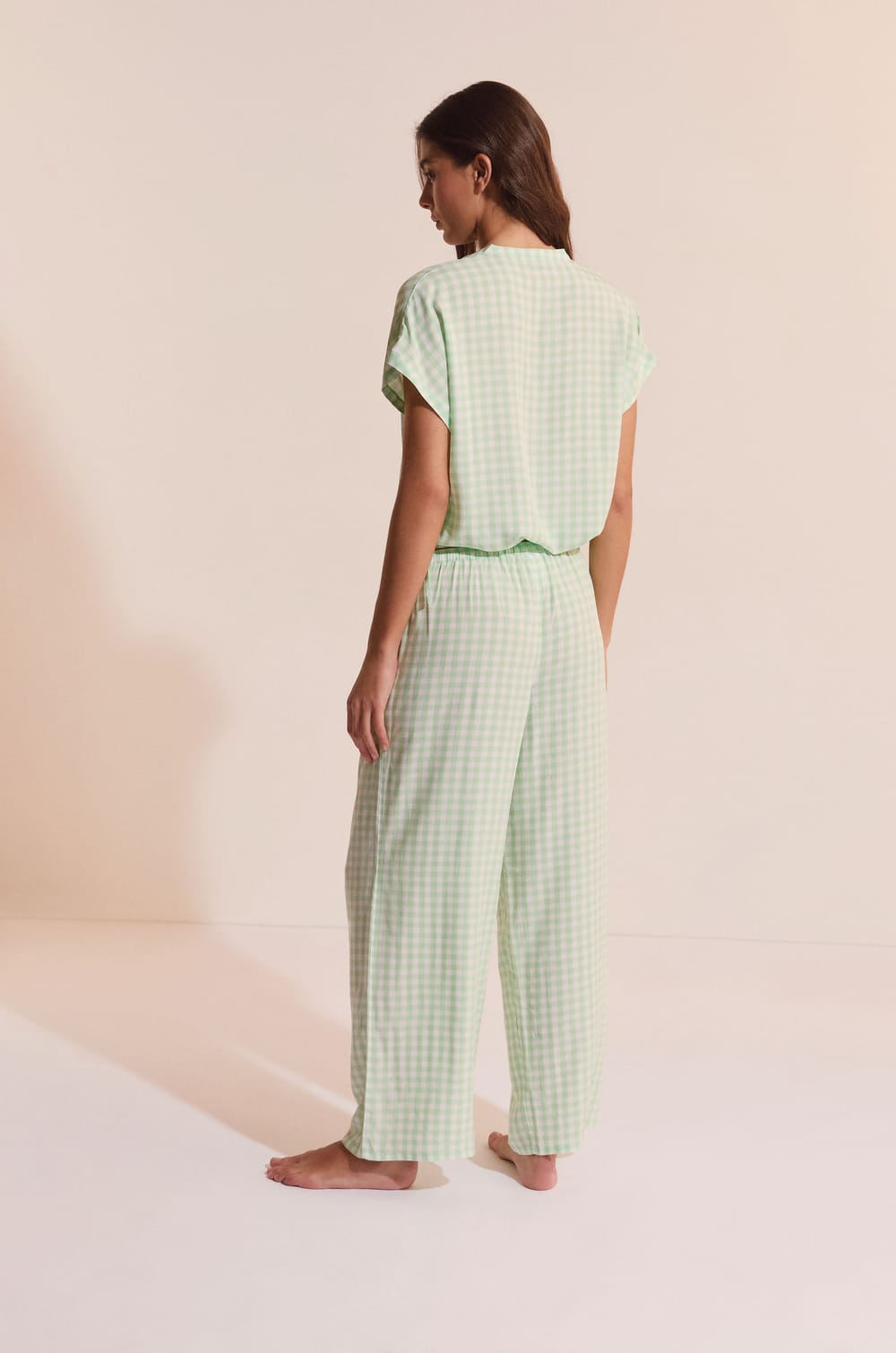 Chemise &agrave; manches courtes &agrave; carreaux avec motif citron;${refinementColor}