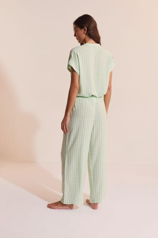 Chemise &agrave; manches courtes &agrave; carreaux avec motif citron;${refinementColor}