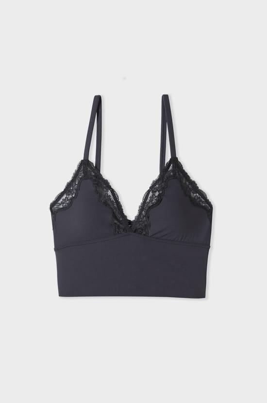 Soutien-gorge triangle en microfibre et dentelle;${refinementColor}