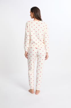 2-Piece Pajama Set With Heart Print Velvet Effect;${refinementColor}