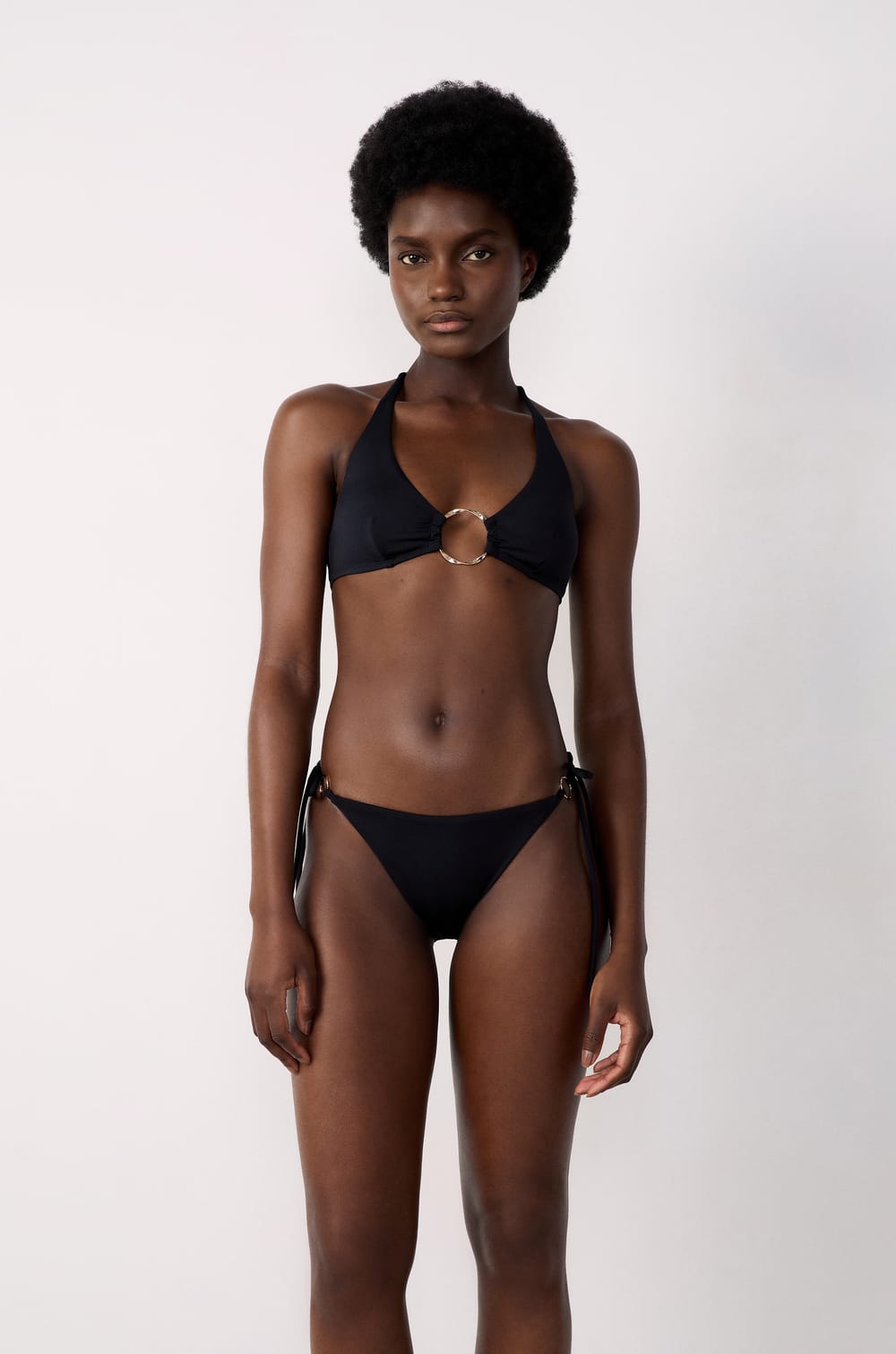 Triangle Bikini Top with Ring Detail;${refinementColor}