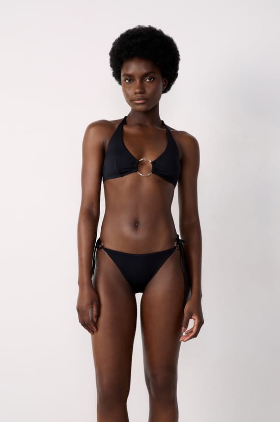 Triangle Bikini Top with Ring Detail;${refinementColor}