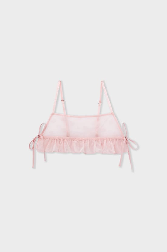 Wireless bralette in flocked tulle;${refinementColor}