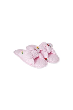 Cotton Slippers with Bow;${refinementColor}