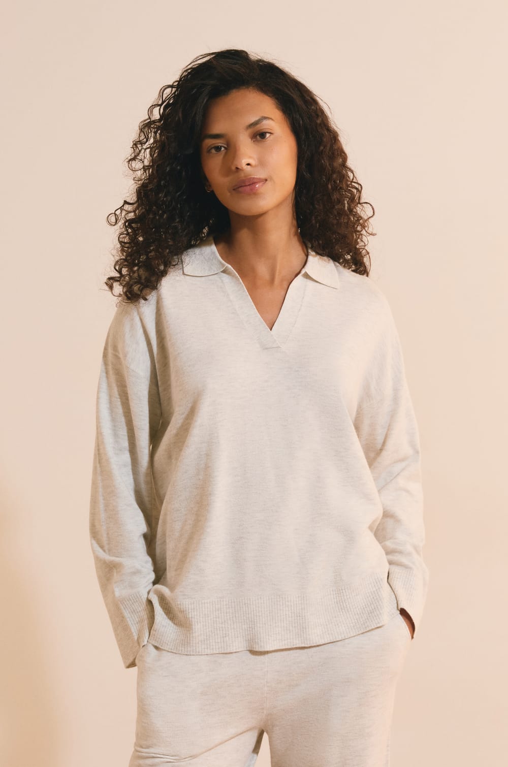 Pull de pyjama avec col polo;${refinementColor}