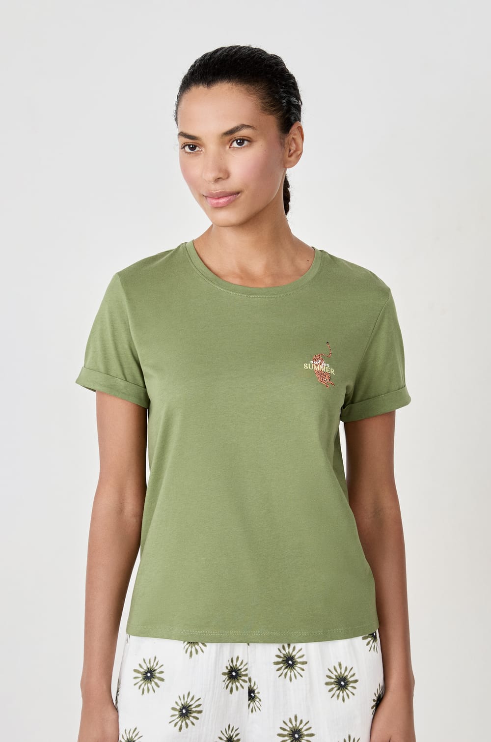 T-shirt de pyjama en coton;${refinementColor}