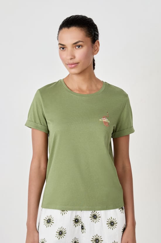 T-shirt de pyjama en coton;${refinementColor}