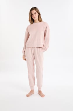 Round Neck Pajama Sweatshirt;${refinementColor}