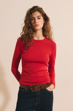 T-shirt manches longues en coton modal;${refinementColor}
