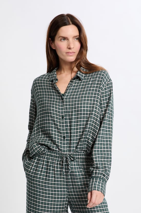 Koszula piżamowa w kratę;${refinementColor}