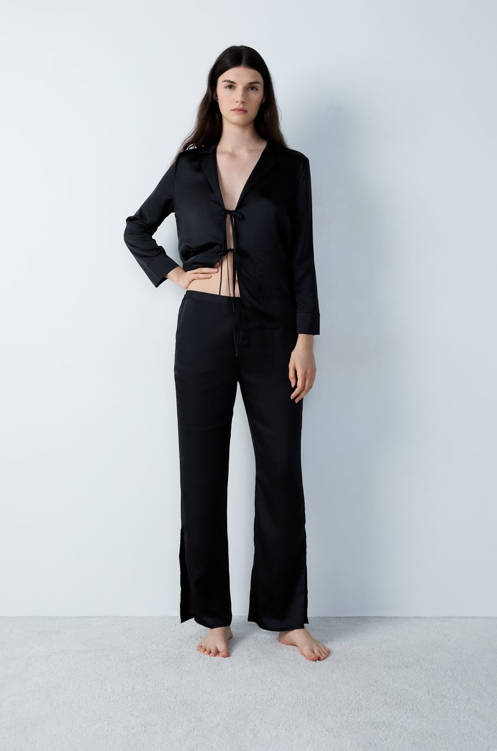 Satin Pyjama Bottoms;${refinementColor}