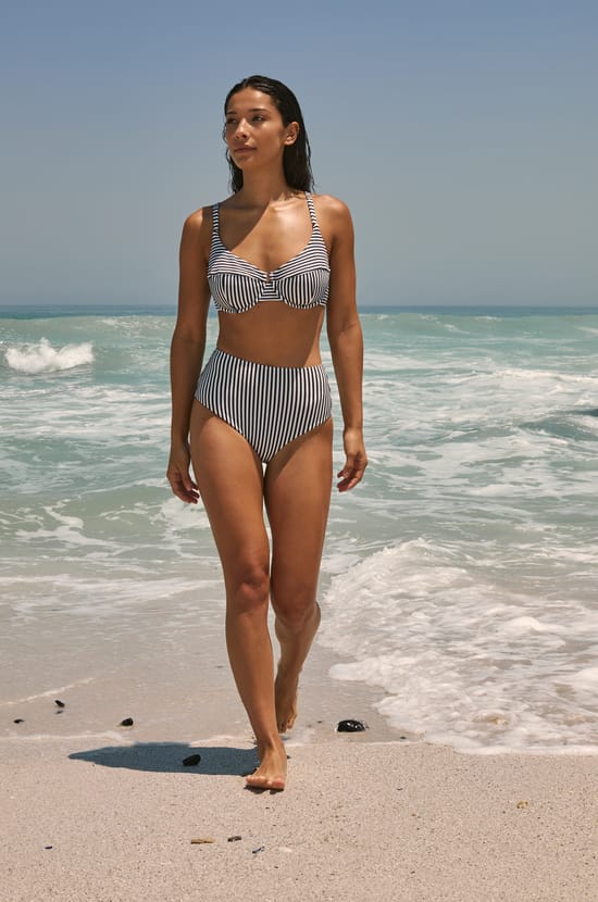 Balconette Bikini Top with Stripes;${refinementColor}