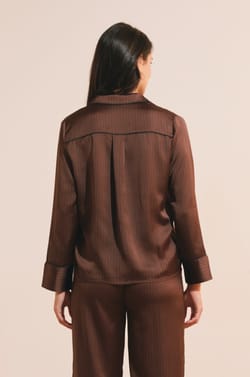 Chemise de pyjama satin&eacute;e &agrave; motifs;${refinementColor}