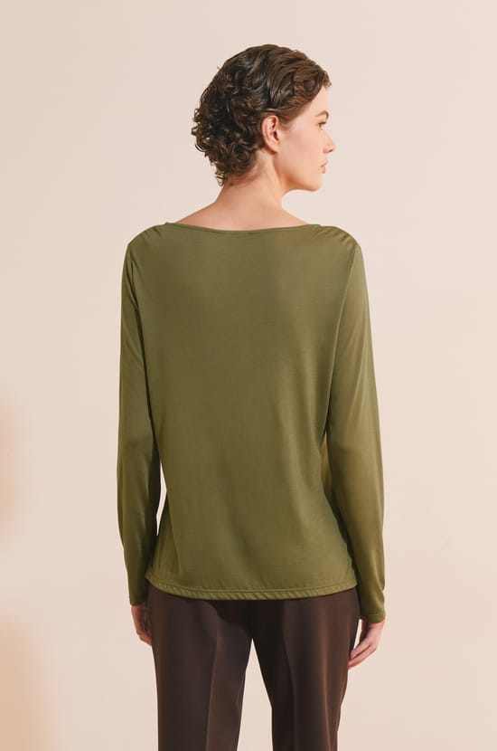 T-shirt col bateau manches longues;${refinementColor}