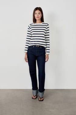 T-shirt manches longues à rayures;${refinementColor}