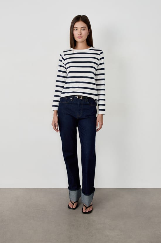 T-shirt manches longues à rayures;${refinementColor}