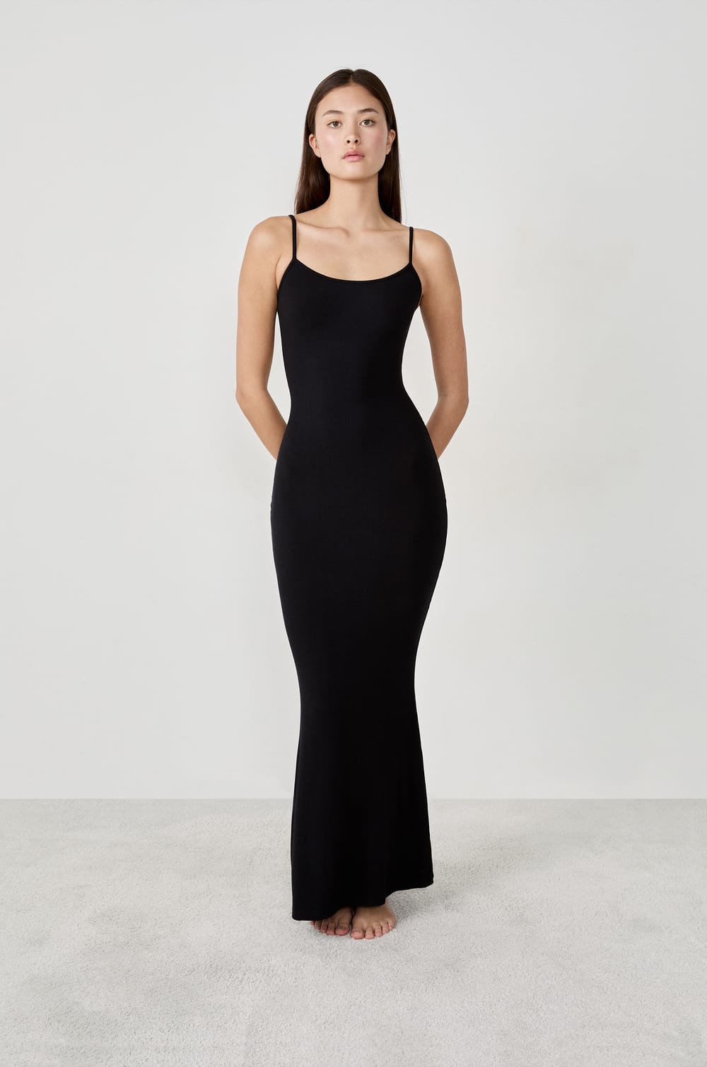 Long Microfiber Dress;${refinementColor}