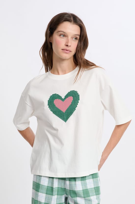 T-shirt de pyjama manches courtes en coton;${refinementColor}