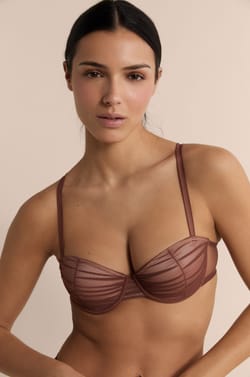 Soutien-gorge balconnet coques fines en tulle;${refinementColor}