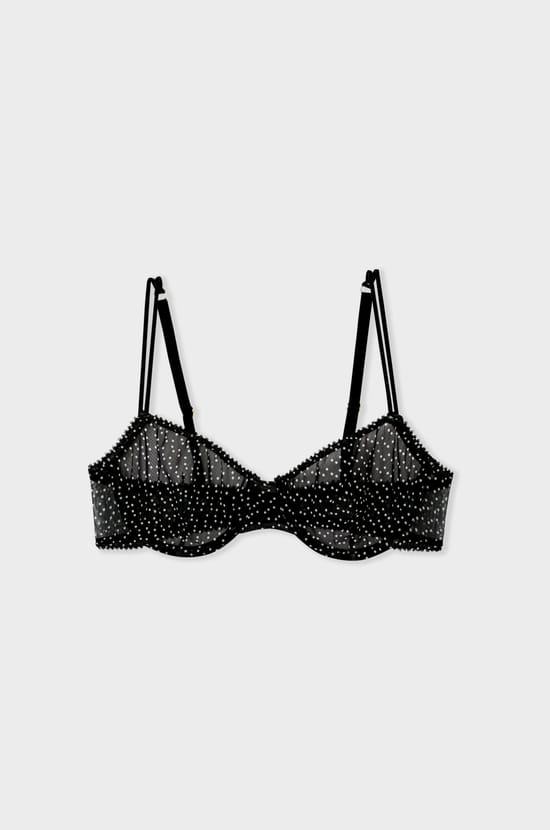 Soutien-gorge classique en tulle à pois;${refinementColor}