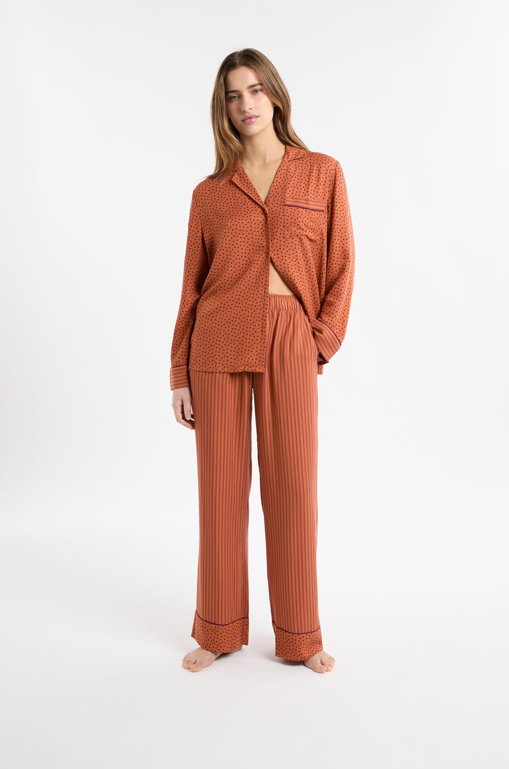 Pantalon de pyjama à rayures;${refinementColor}