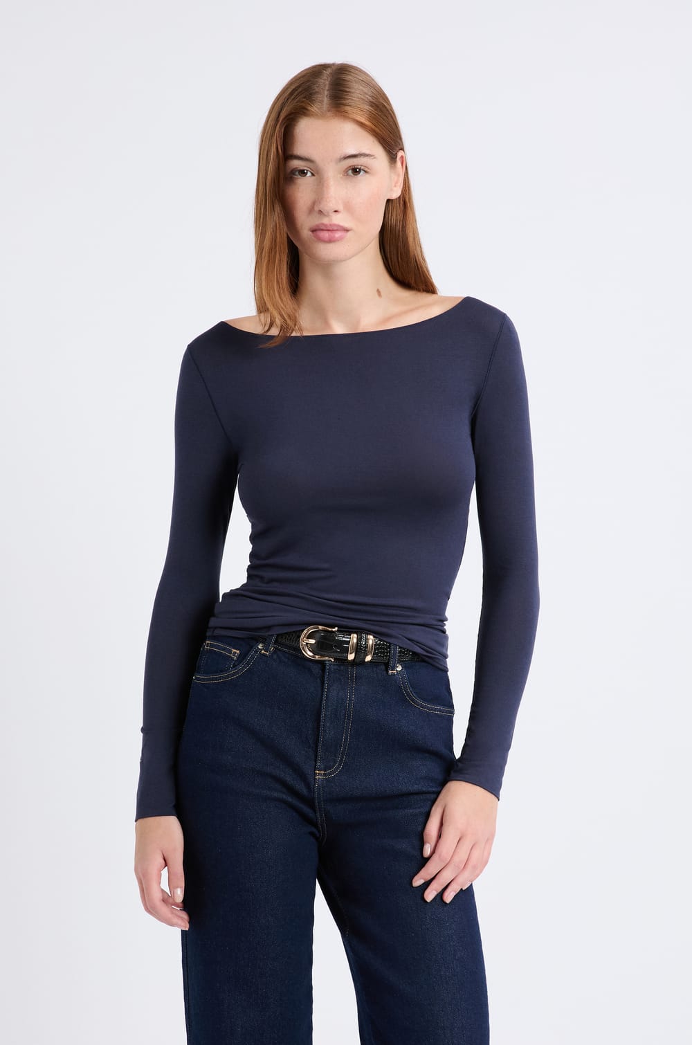 T-shirt thermique col bateau;${refinementColor}