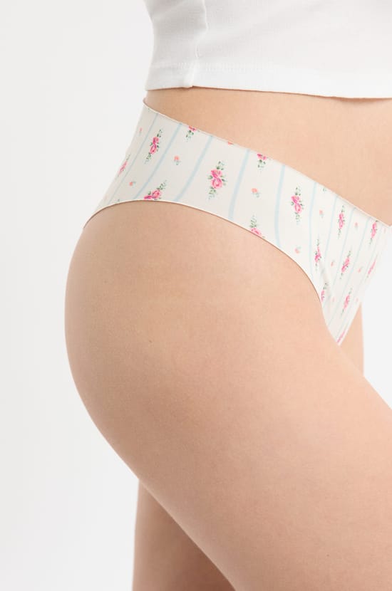 Tanga en microfibre sans couture &agrave; motifs;${refinementColor}