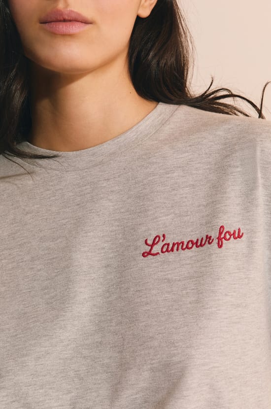 T-shirt manches courtes en coton brod&eacute;;${refinementColor}