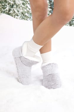 Faux Fur Ankle Boot Slippers;${refinementColor}