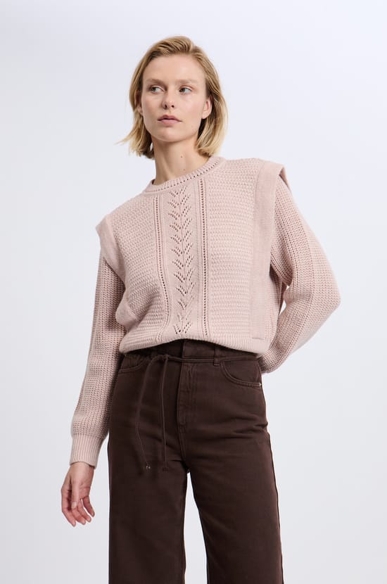 Pull à épaulettes avec laine;${refinementColor}