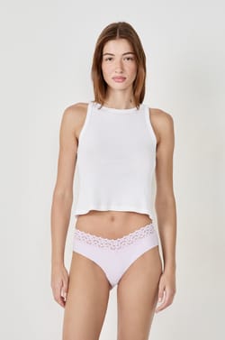 V-shape Hipster in Microfibre and Lace;${refinementColor}