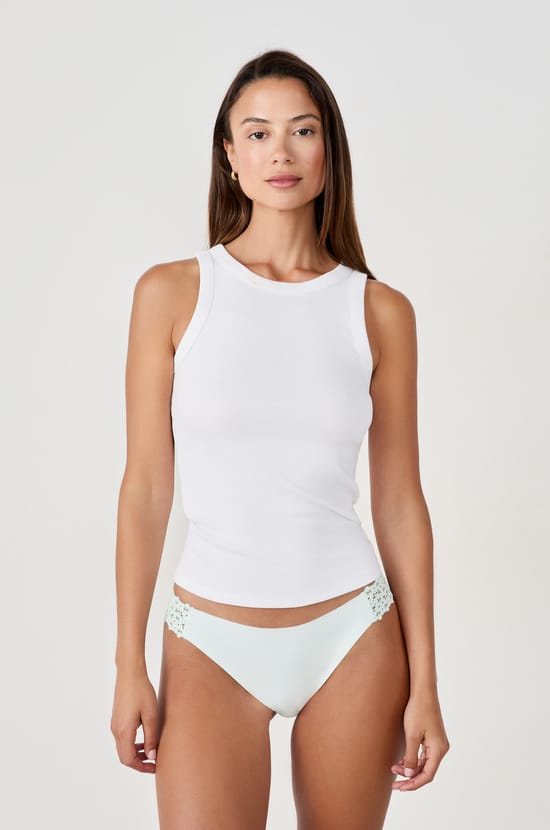 Culotte en microfibre et dentelle;${refinementColor}