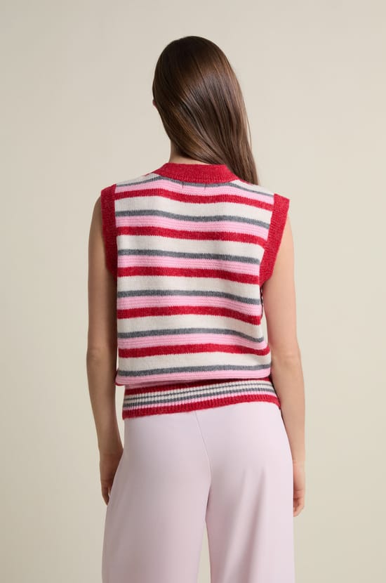 Pull sans manches &agrave; rayures;${refinementColor}